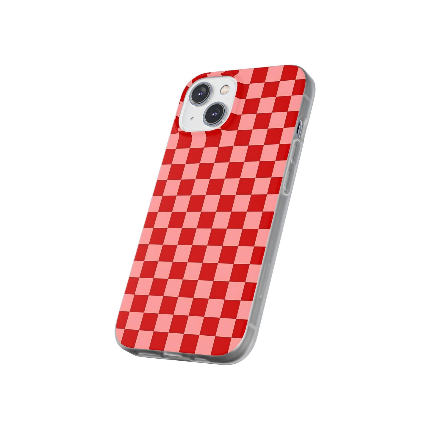 Red Checkerboard TPU Soft Flexi Phone Case — Retro Red & Pink Plaid Protective Cover