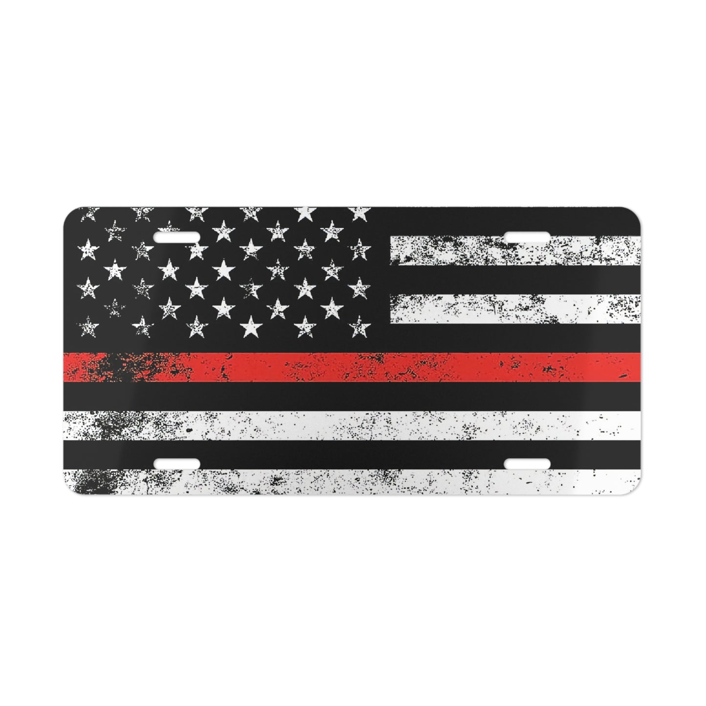 Fire Fighter Vanity License Plate Thin Red Line Stars Stripes