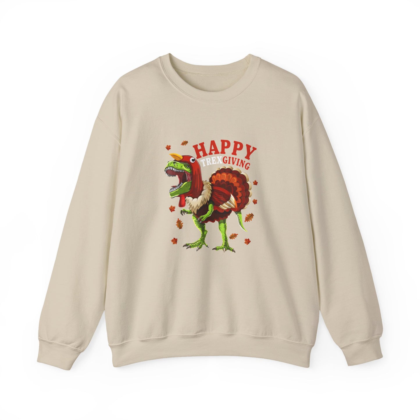 Sweatshirt — "Happy Trex-iving" Funny Thanksgiving T-Rex Crewneck