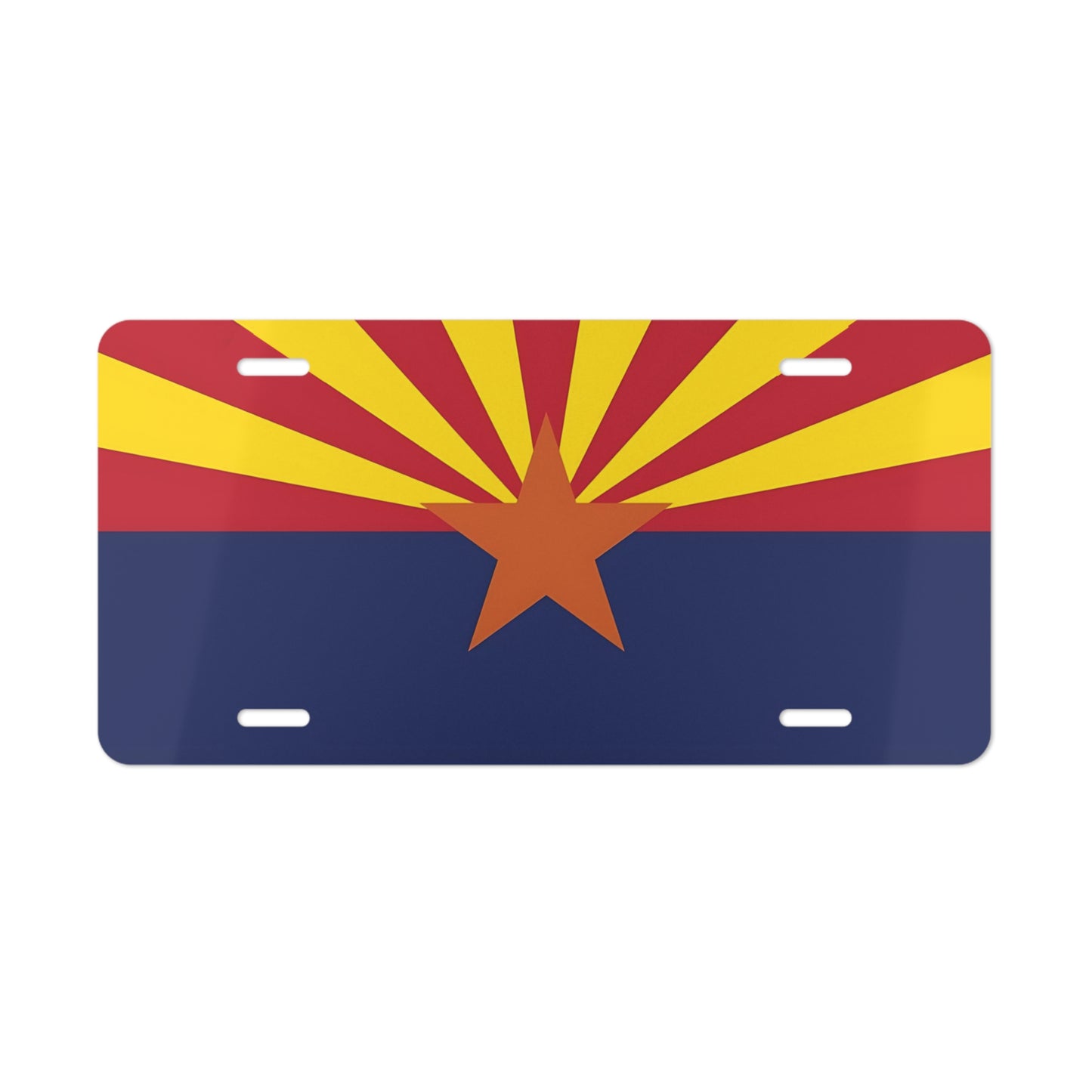 Arizona State Flag Front Vanity License Plate, Blue, Red,Yellow With Orange Star