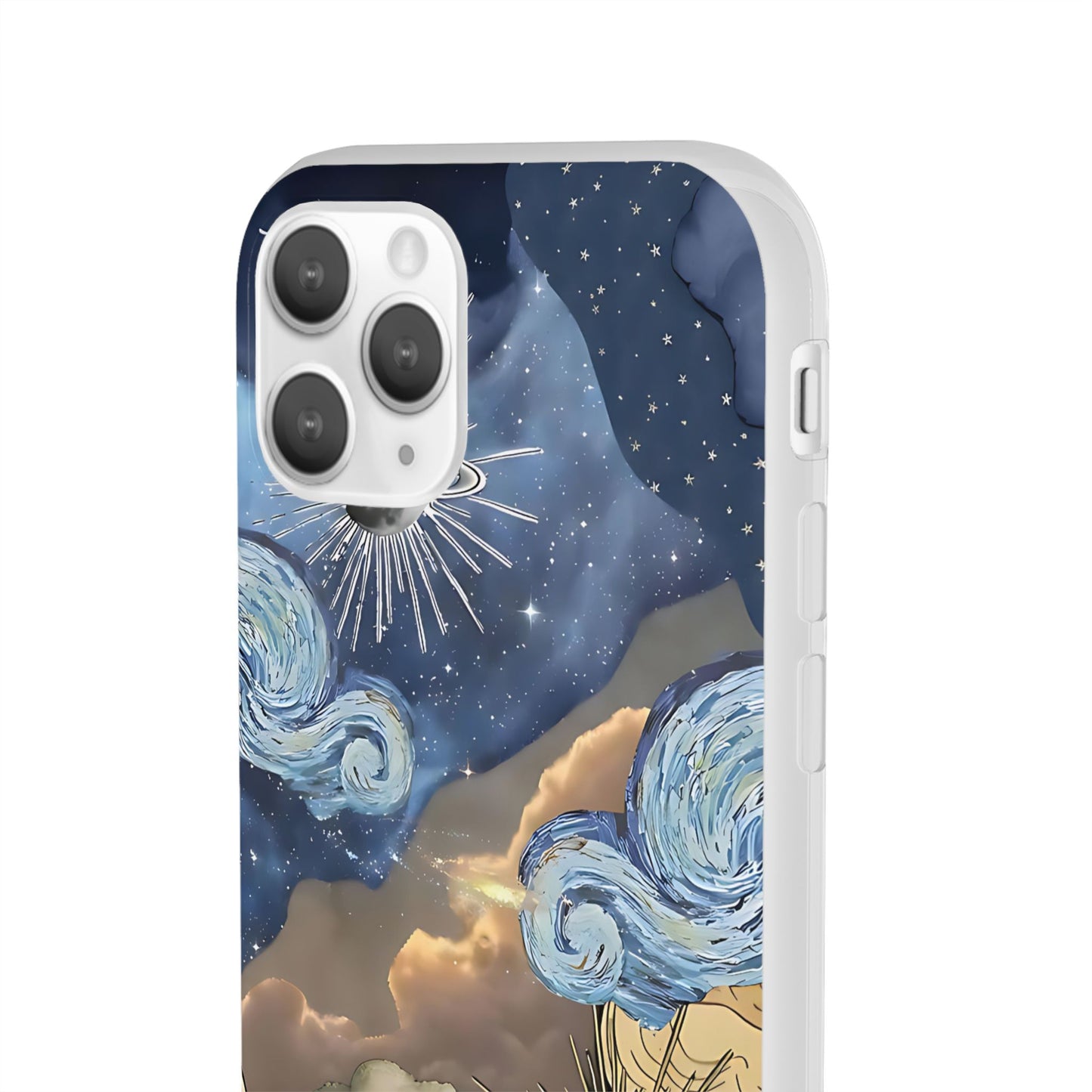 Celestial Flexi Case, Boho Phone Cover, Galaxy Protection, Starry Night Design,