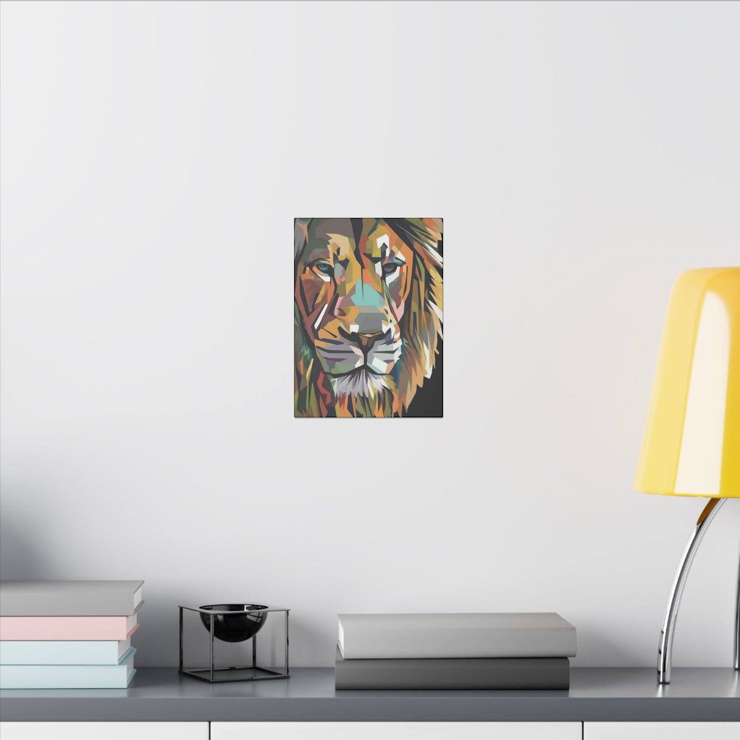 Geometric Lion Face Matte Canvas Print, Custom Wall Decor