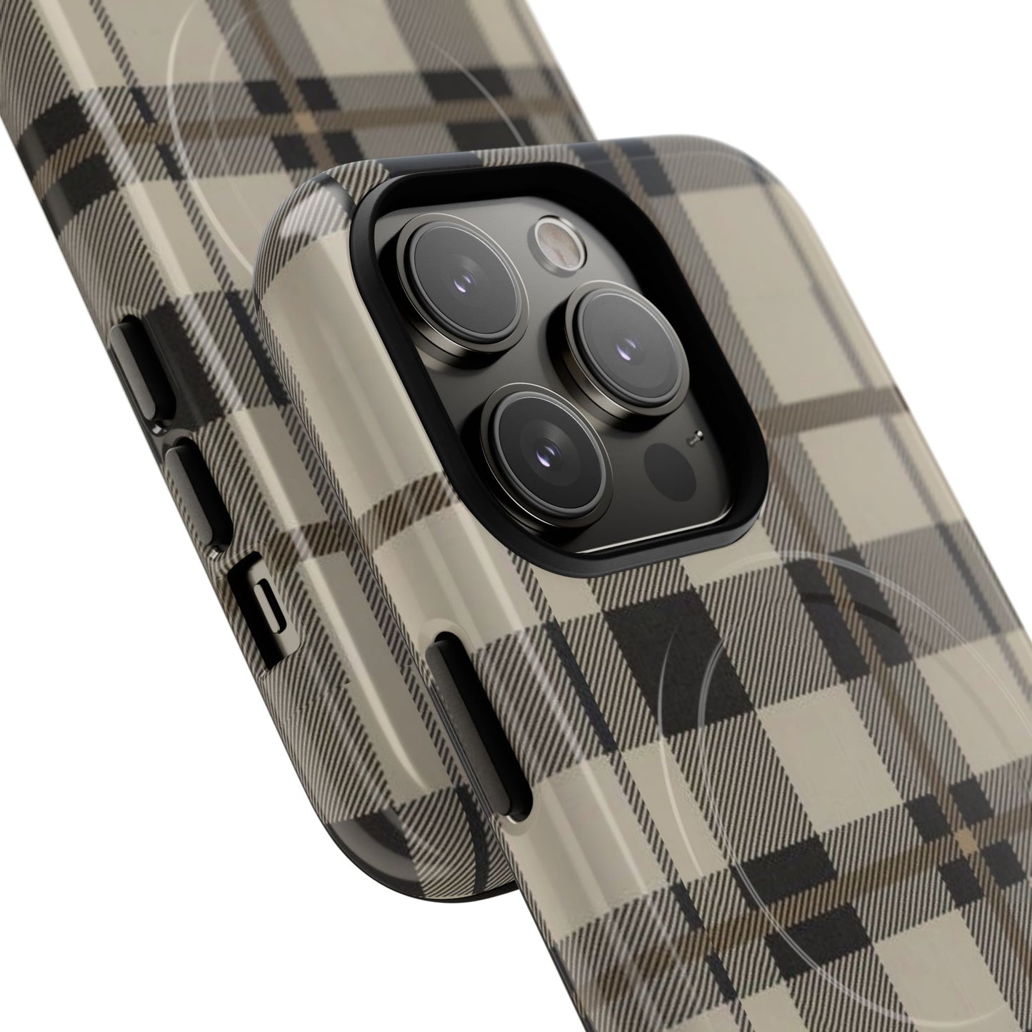Neutral Plaid Phone Case Tough Magnetic Case | Beige Tartan Gift Idea