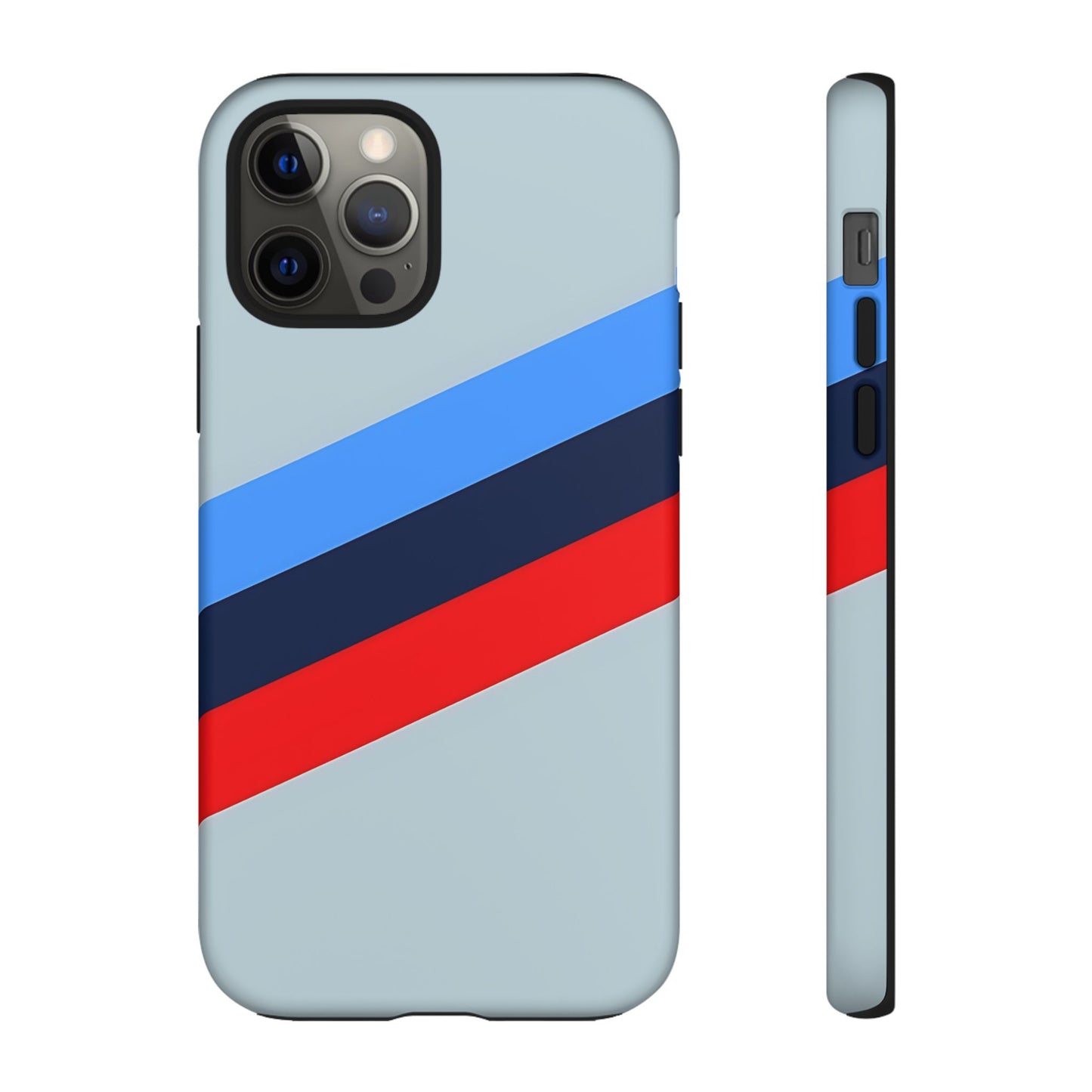 Gray Tough Case For iPhone, Samsung Galaxy and Google Pixel, Blue & Red Stripe