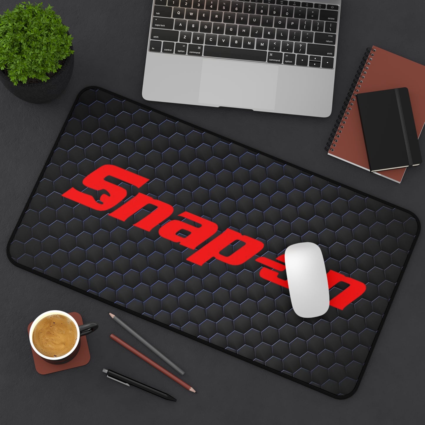 Snap-on Hex Texture Desk Mat — Non-Slip Gaming & Work Surface Tool Guy Design