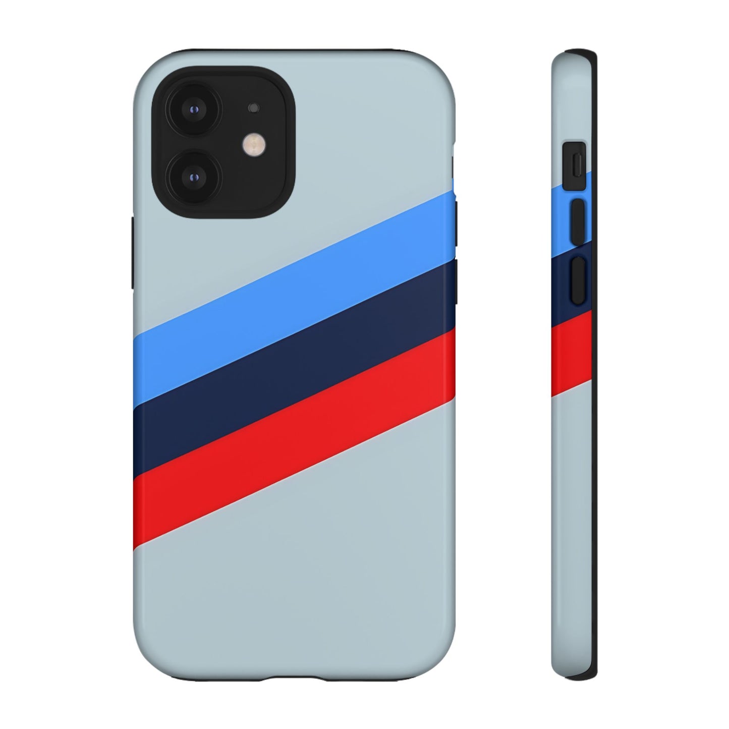 Gray Tough Case For iPhone, Samsung Galaxy and Google Pixel, Blue & Red Stripe