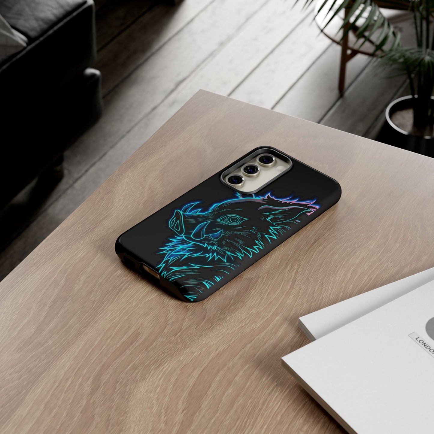 Tough Cases For iPhone, Galaxy, Anime Hashibira Beast Slayer Neon Design