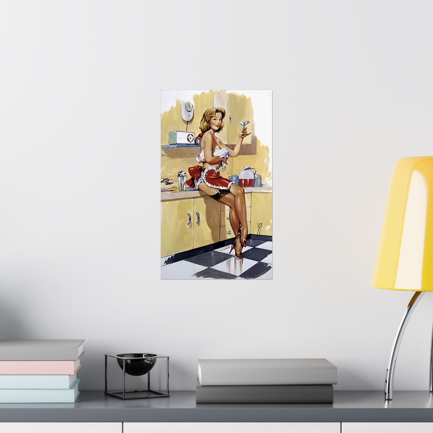 1950's Pin Up Girl Matte Vertical Posters "Martini For Lunch"