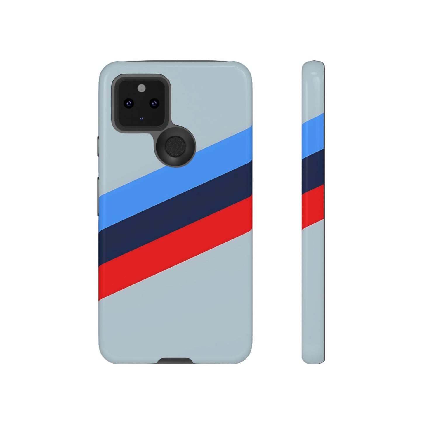 Gray Tough Case For iPhone, Samsung Galaxy and Google Pixel, Blue & Red Stripe