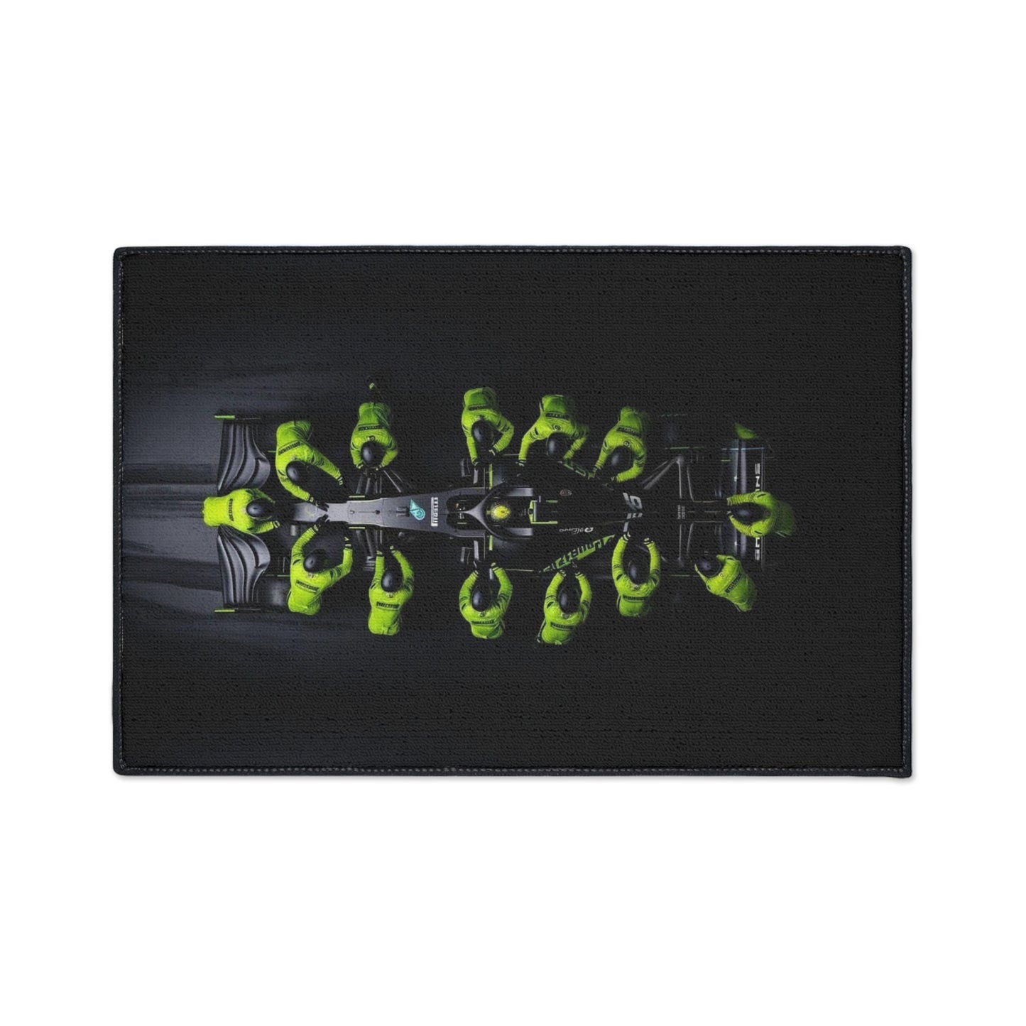 Motor Sports Pit Crew Illustration Floor Mat Formula Racing Team Scene Pirelli Tire