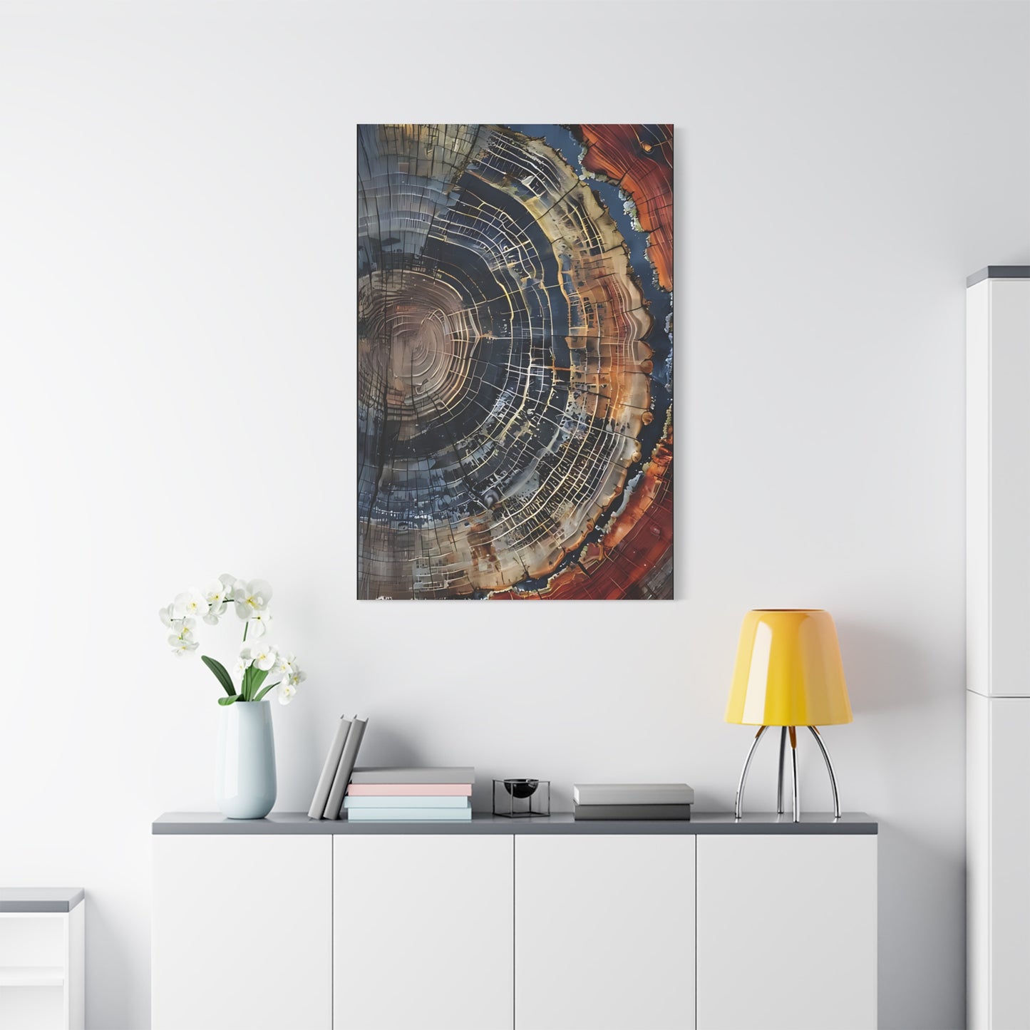 Canvas Print, Tree Ring Wall Art, Modern Farmhouse Decor, Abstract Colorful