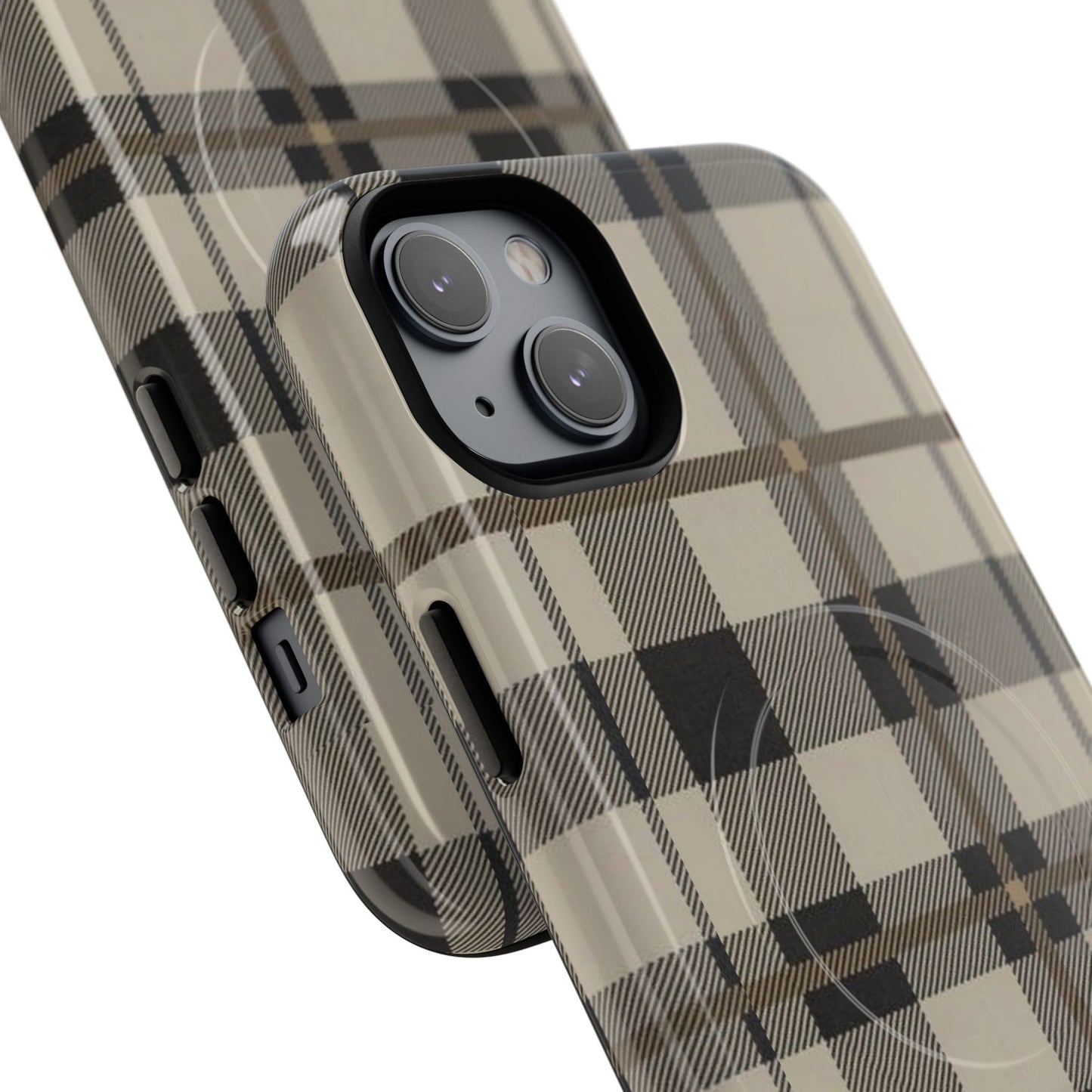 Neutral Plaid Phone Case Tough Magnetic Case | Beige Tartan Gift Idea