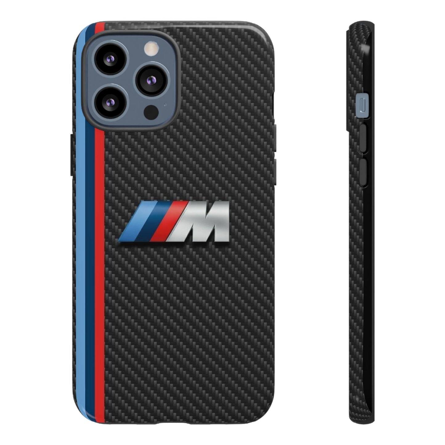 Phone Case - Black Tough Case for iPhones, Galaxy, Pixel, Blue And Red Stripes, BMW M Series