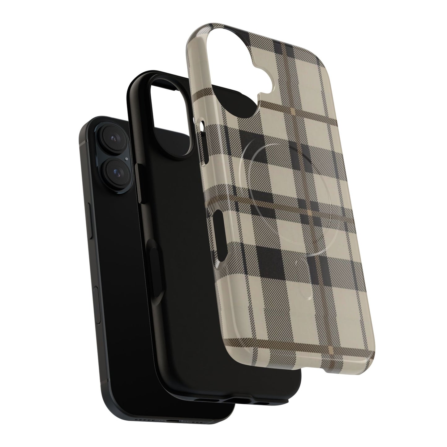 Neutral Plaid Phone Case Tough Magnetic Case | Beige Tartan Gift Idea