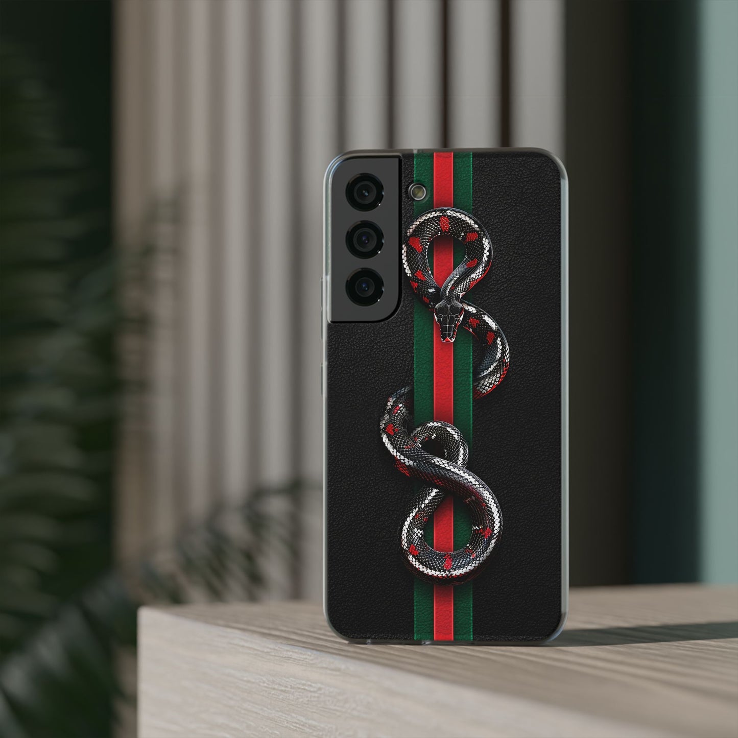 Green and Red Stripes Snake TPU Flexi Cases For iPhones And Samsung Galaxy