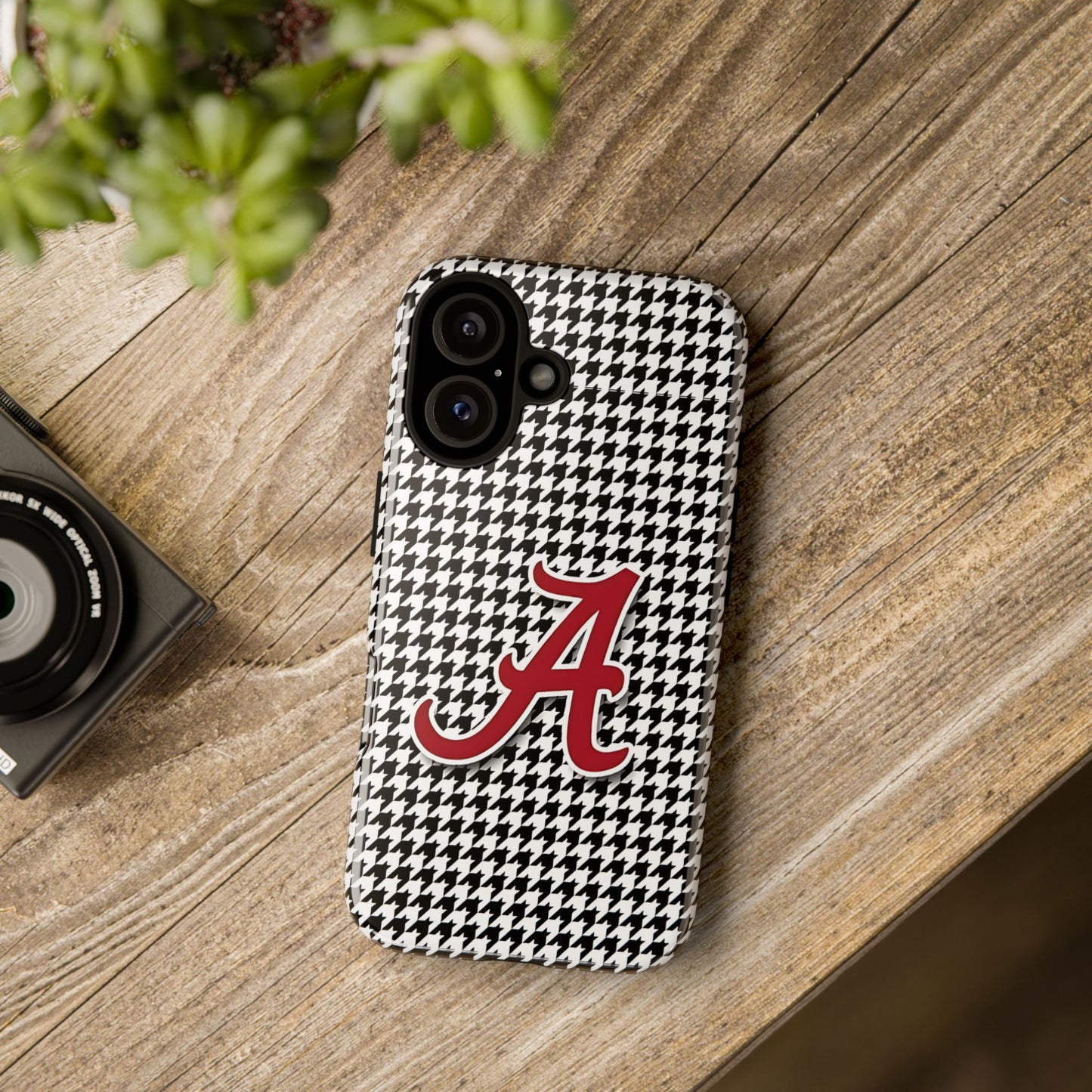Alabama Houndstooth Phone Case, Tough Cases, College RTR Fan Gear, Initial A