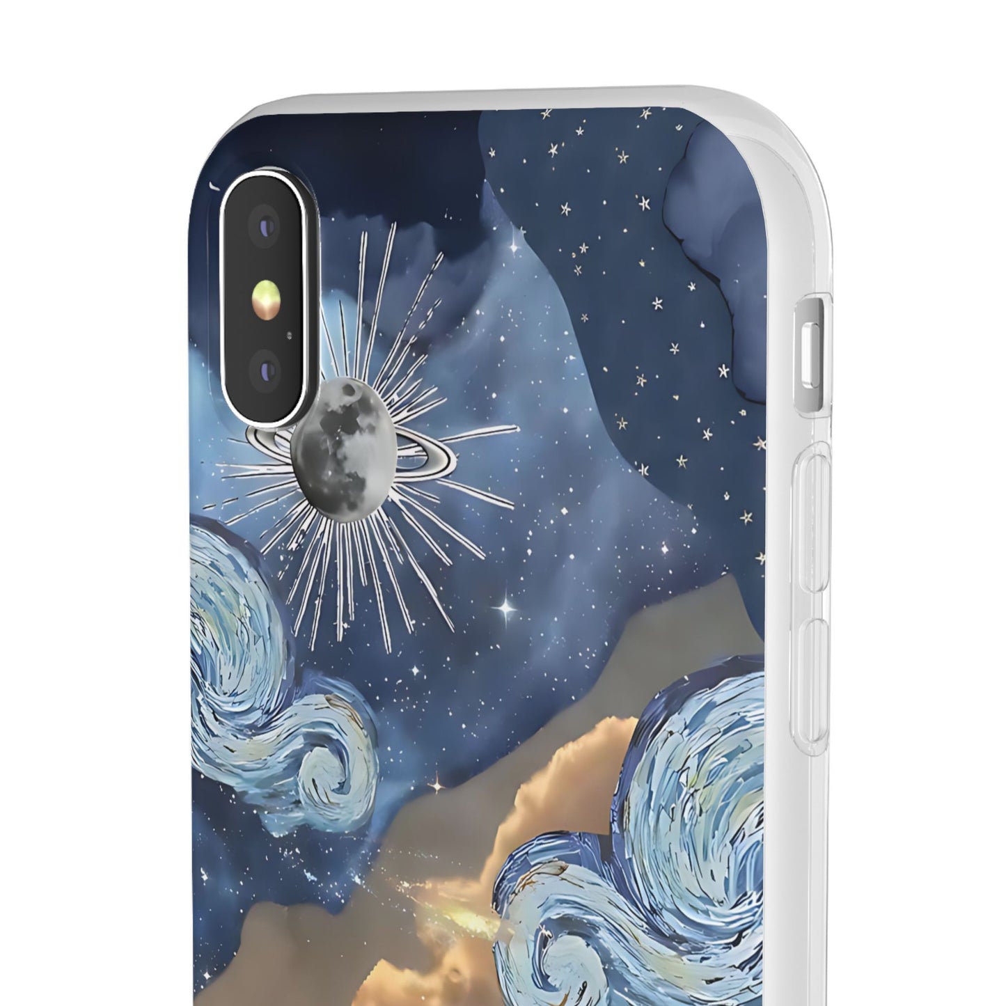 Celestial Flexi Case, Boho Phone Cover, Galaxy Protection, Starry Night Design,