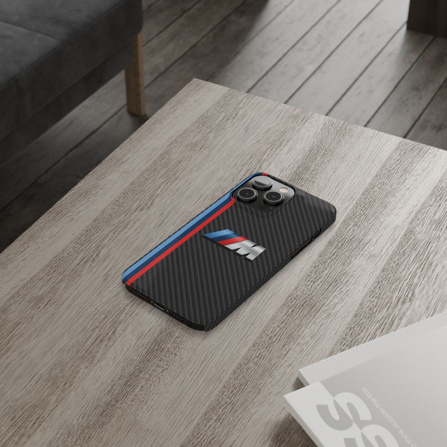 Black iPhone Slim Case, Blue And Red Stripes, BMW M Series