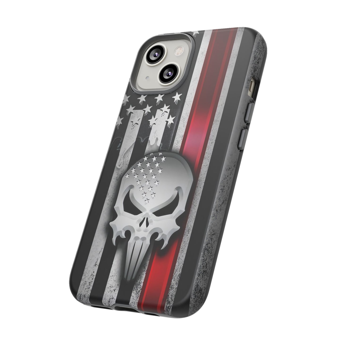 Tough Cases For iPhone, Galaxy and Pixel,  Thin Red Line, Jake Skull Design