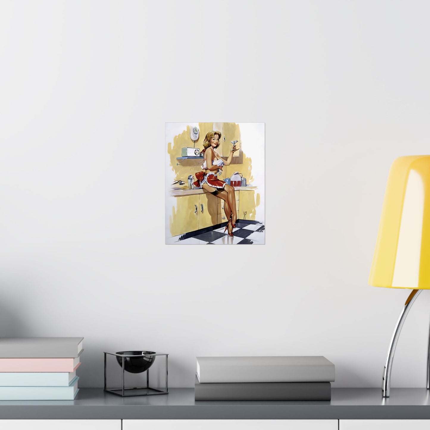1950's Pin Up Girl Matte Vertical Posters "Martini For Lunch"