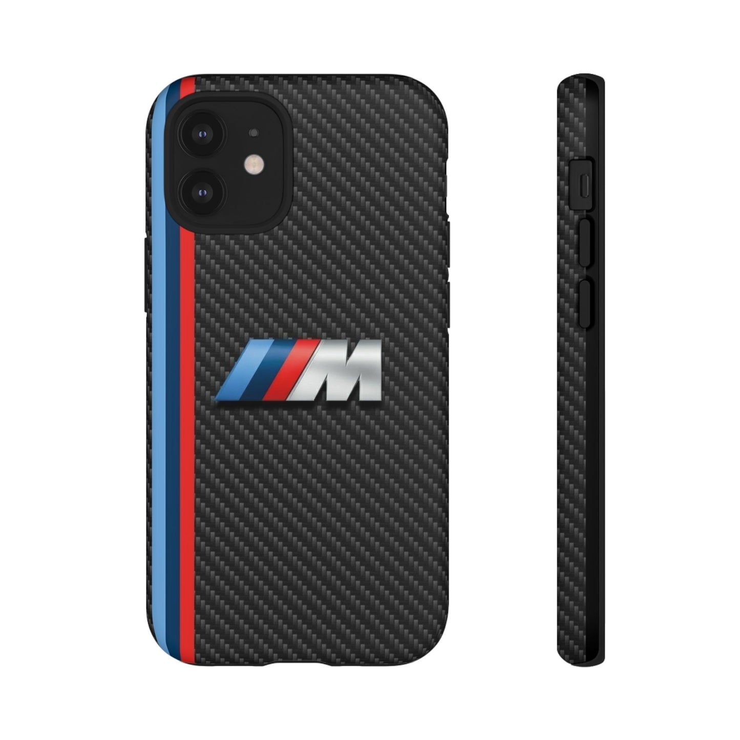 Phone Case - Black Tough Case for iPhones, Galaxy, Pixel, Blue And Red Stripes, BMW M Series