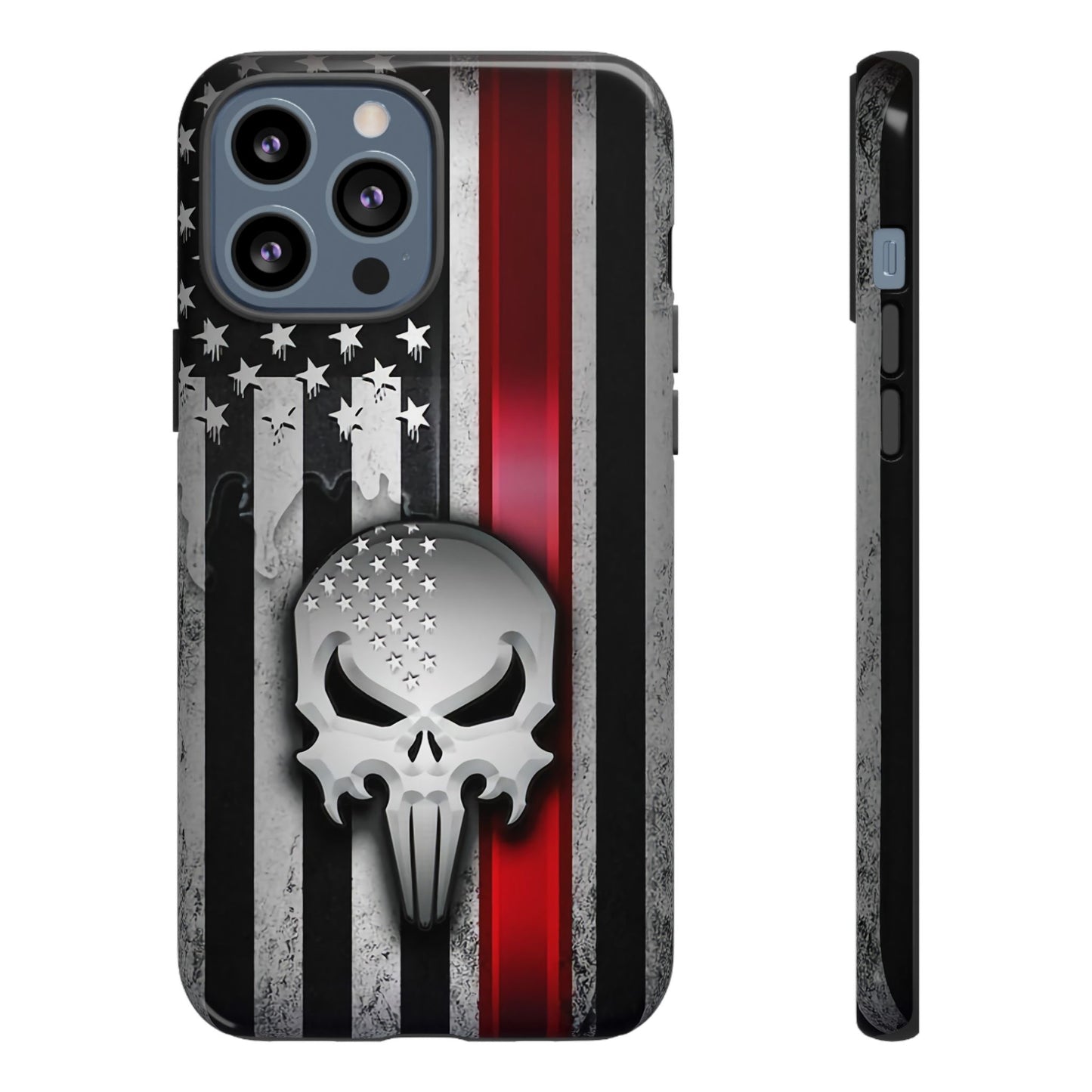 Tough Cases For iPhone, Galaxy and Pixel,  Thin Red Line, Jake Skull Design