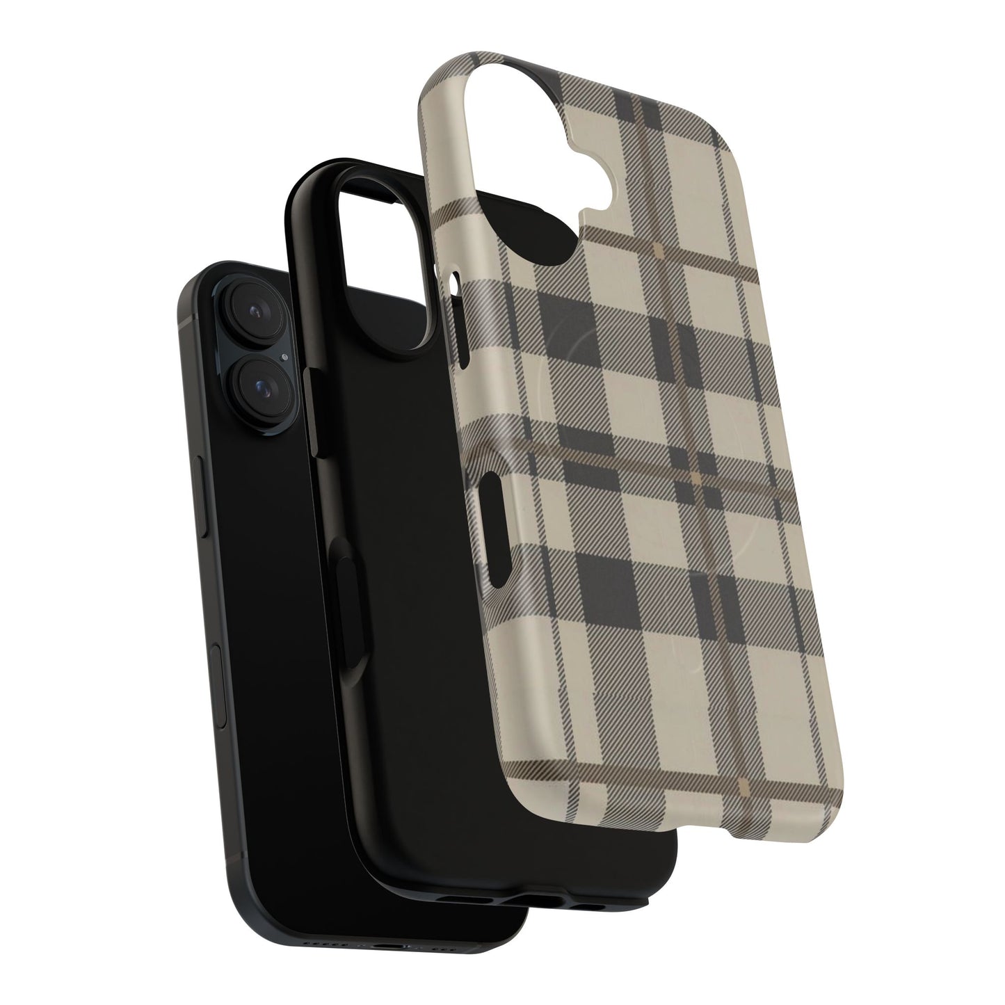 Neutral Plaid Phone Case Tough Magnetic Case | Beige Tartan Gift Idea