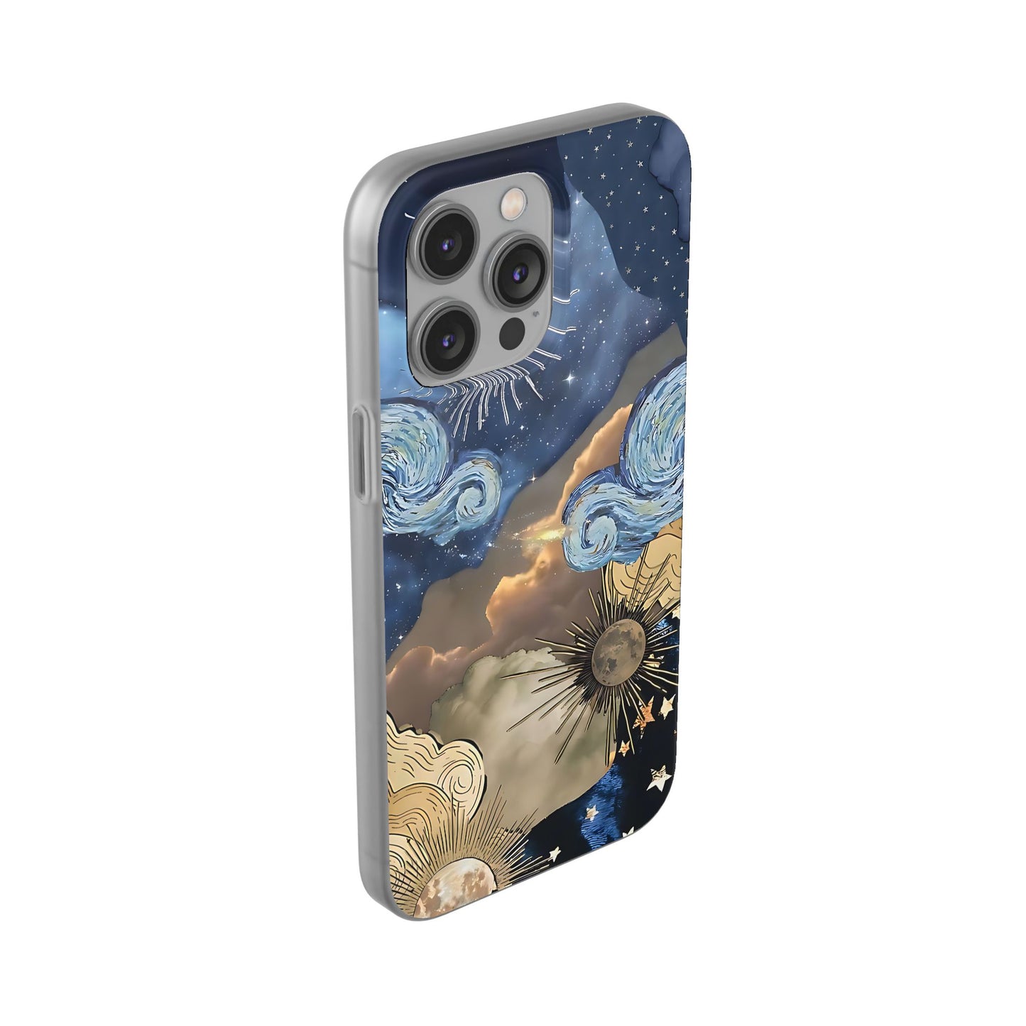 Celestial Flexi Case, Boho Phone Cover, Galaxy Protection, Starry Night Design,