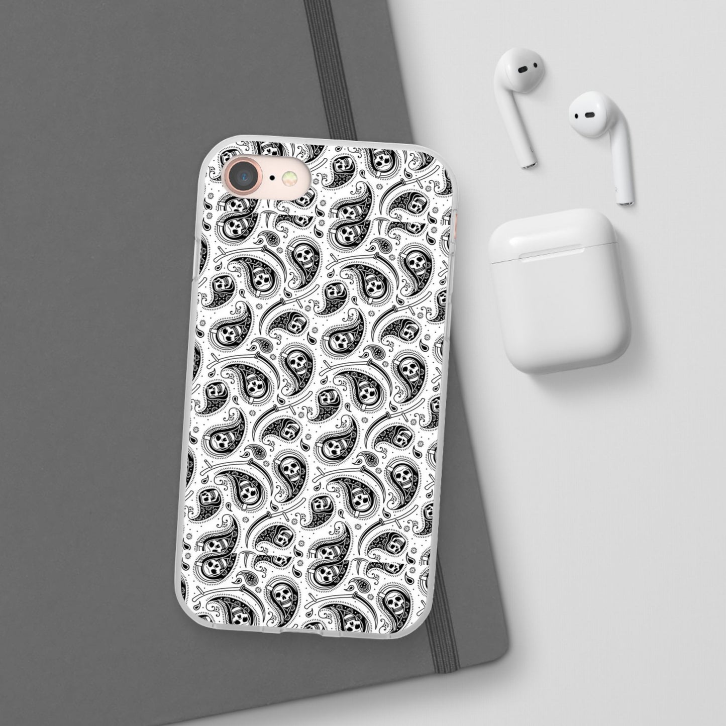 Skull Paisley Pattern Phone Case TPU Soft Flexi Case for iPhones