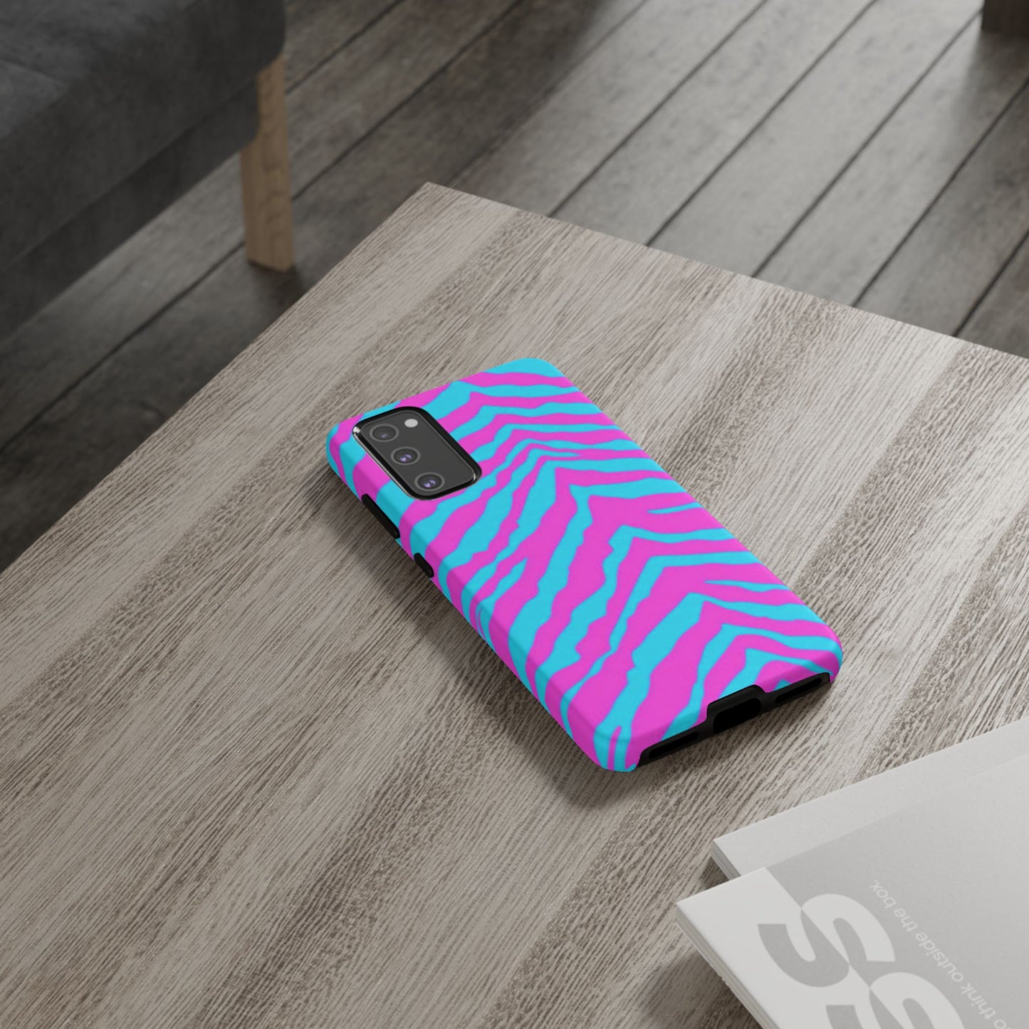 Animal Print Hot Pink And Teal Tough Case for iPhone, Galaxy and Google Pixel