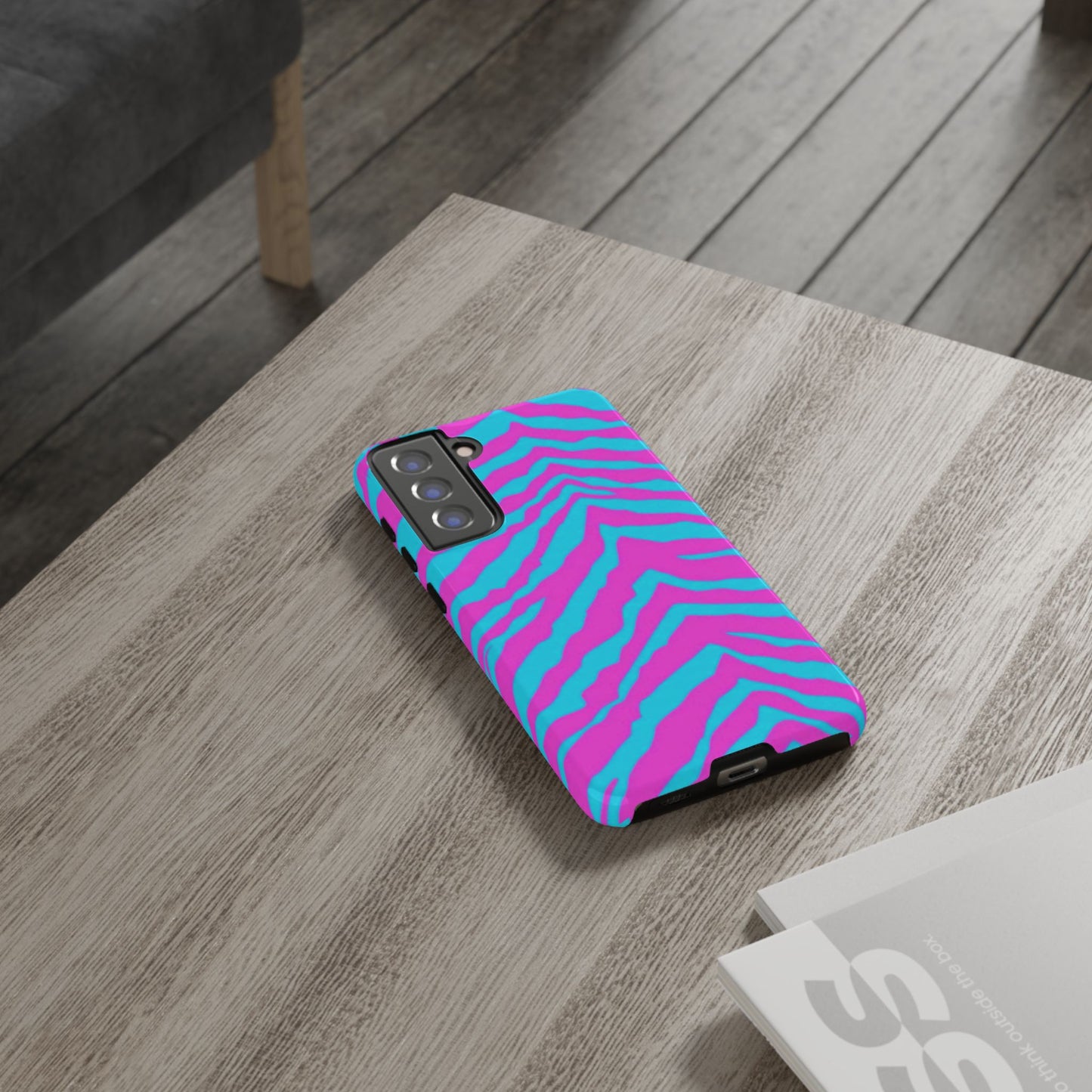 Animal Print Hot Pink And Teal Tough Case for iPhone, Galaxy and Google Pixel