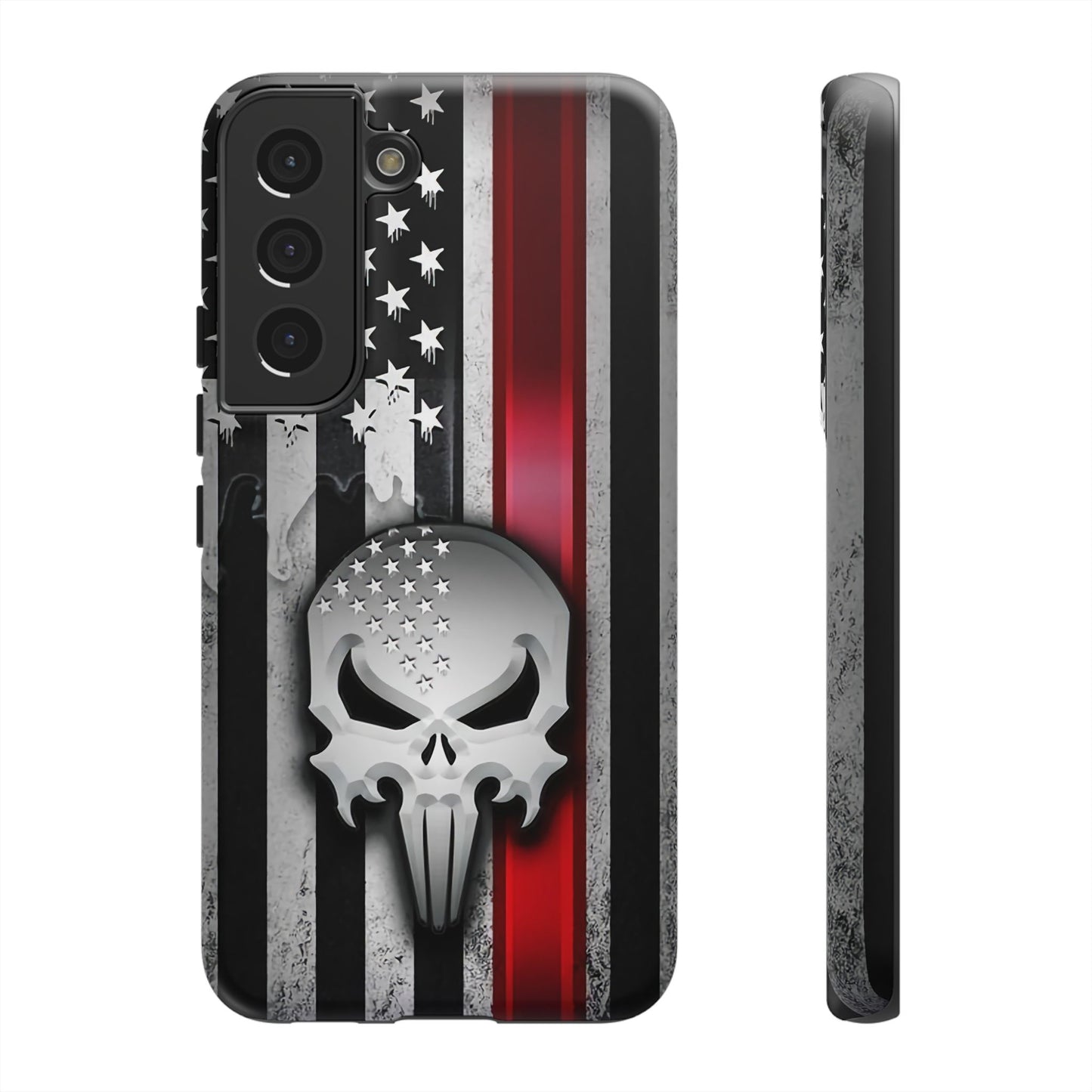 Tough Cases For iPhone, Galaxy and Pixel,  Thin Red Line, Jake Skull Design