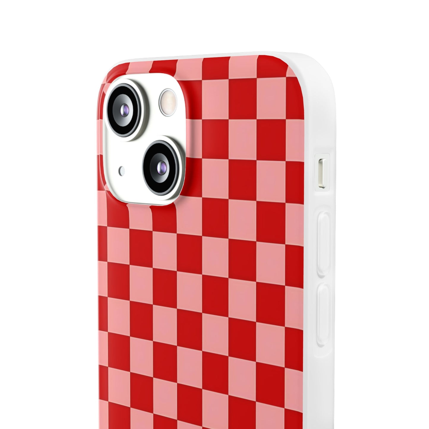Red Checkerboard TPU Soft Flexi Phone Case — Retro Red & Pink Plaid Protective Cover