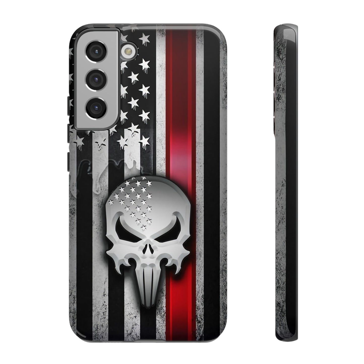 Tough Cases For iPhone, Galaxy and Pixel,  Thin Red Line, Jake Skull Design