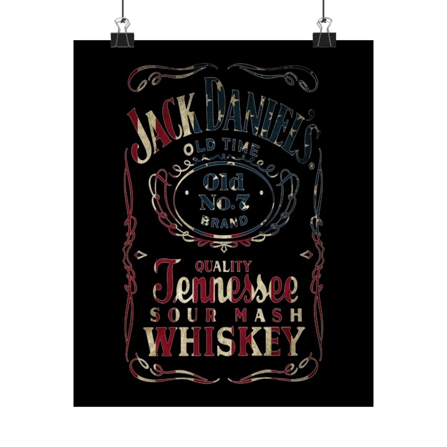 Jack Daniels Stars And Stripes Tennessee Whiskey Matte Vertical Posters Bar Decor