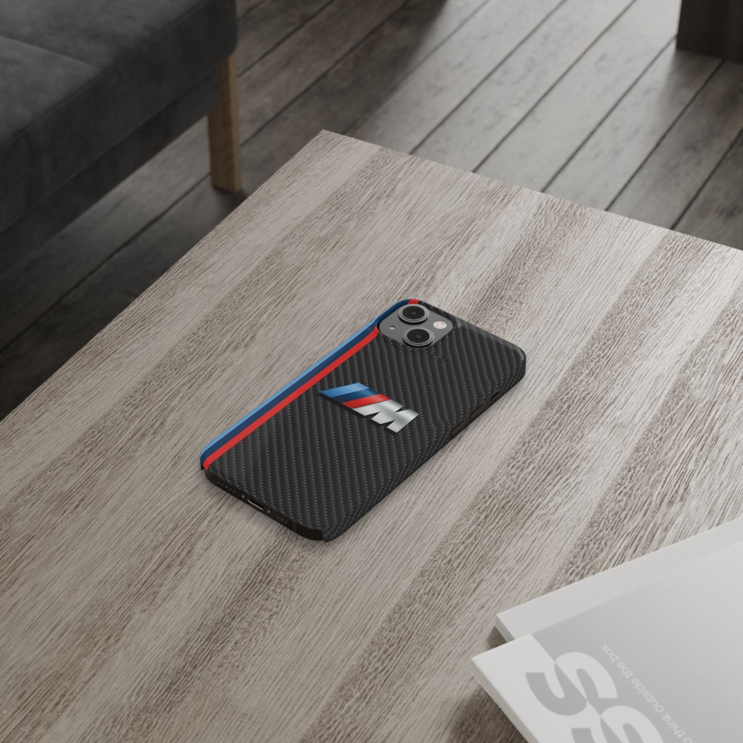 Black iPhone Slim Case, Blue And Red Stripes, BMW M Series