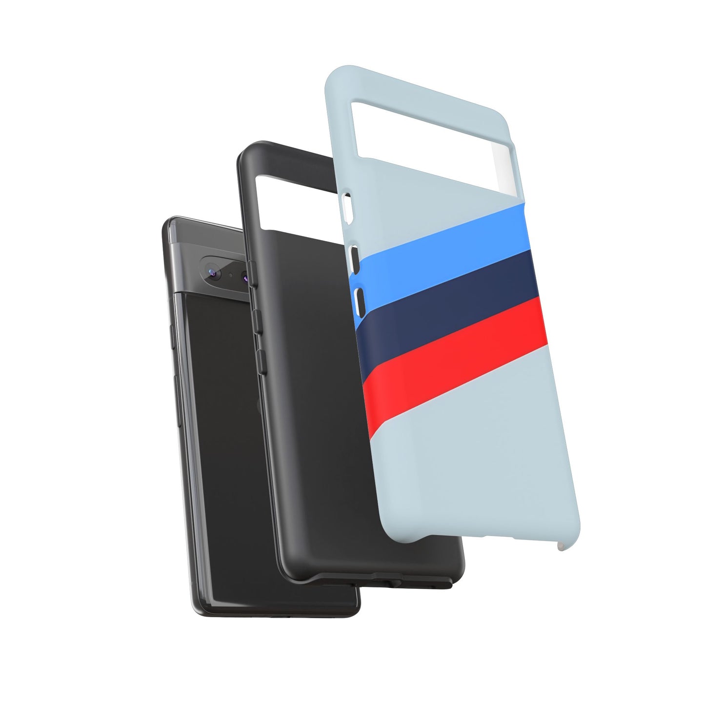 Gray Tough Case For iPhone, Samsung Galaxy and Google Pixel, Blue & Red Stripe