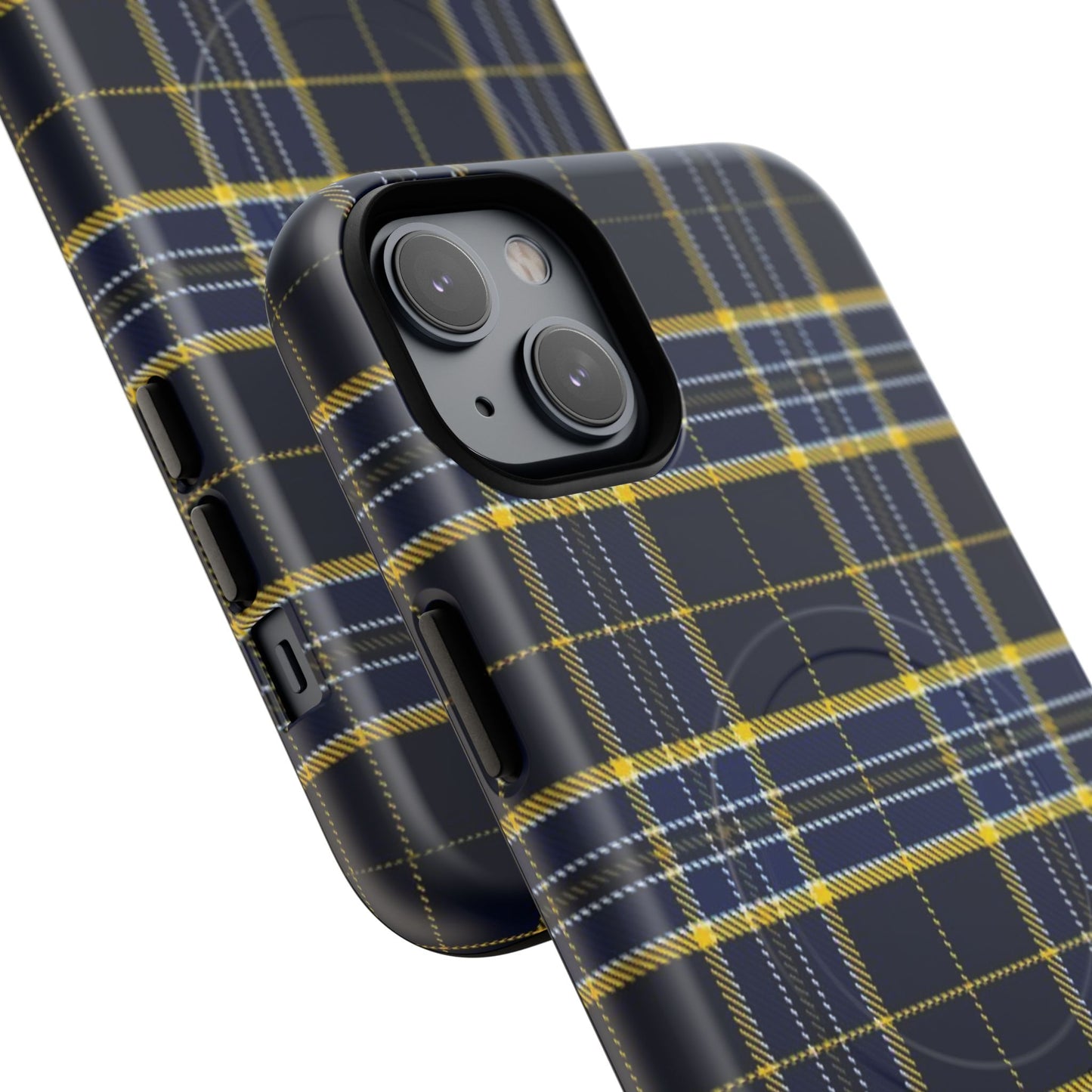 Navy Yellow Plaid Phone Case Tough Magnetic Case | Plaid iPhone Cover