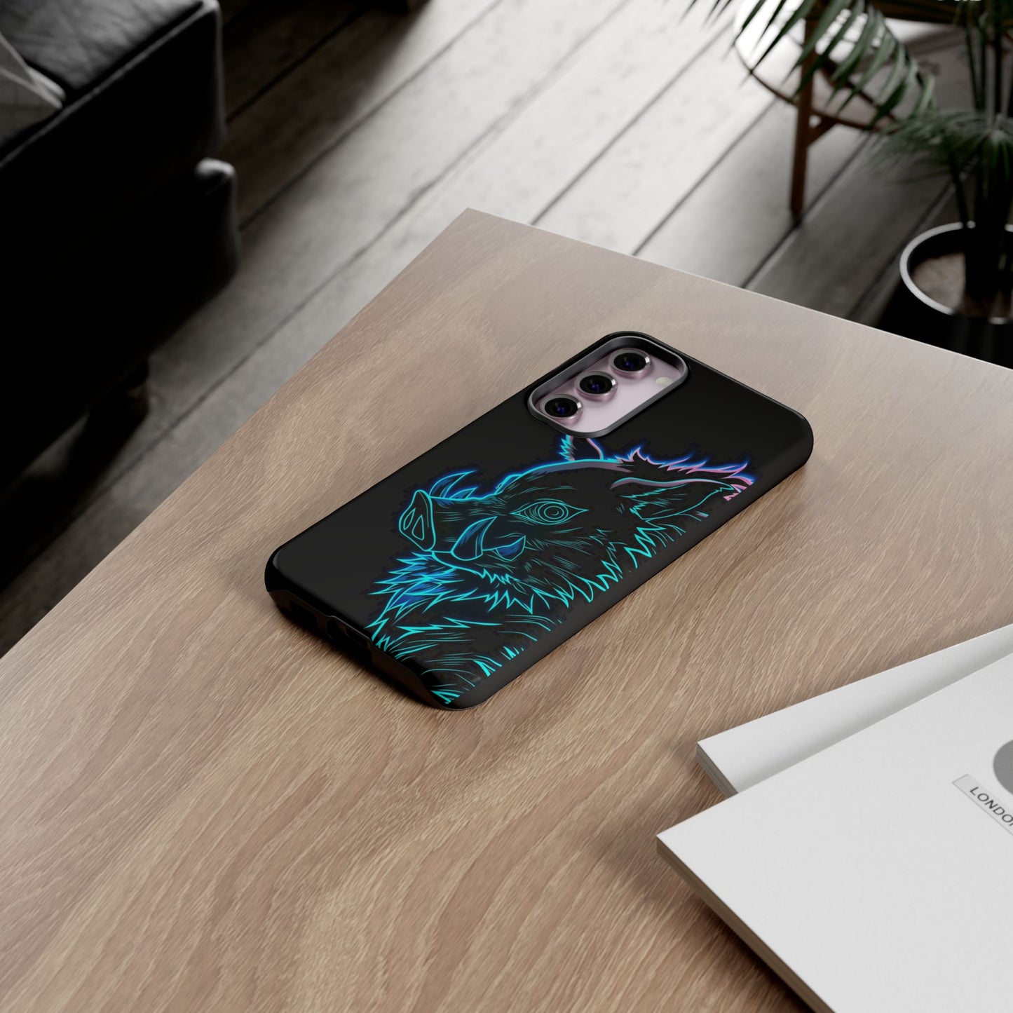 Tough Cases For iPhone, Galaxy, Anime Hashibira Beast Slayer Neon Design