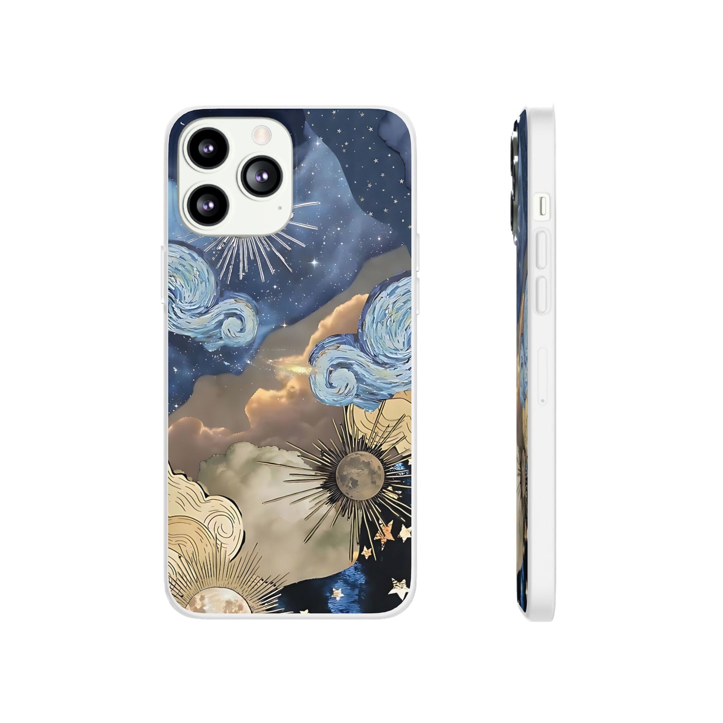 Celestial Flexi Case, Boho Phone Cover, Galaxy Protection, Starry Night Design,