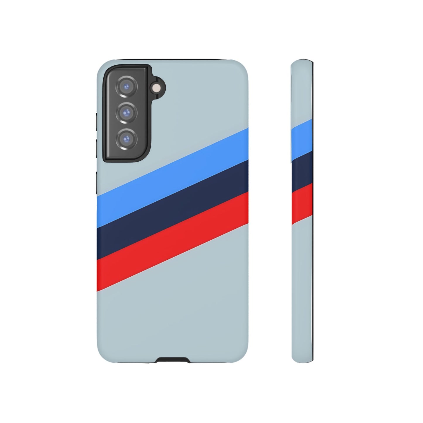 Gray Tough Case For iPhone, Samsung Galaxy and Google Pixel, Blue & Red Stripe