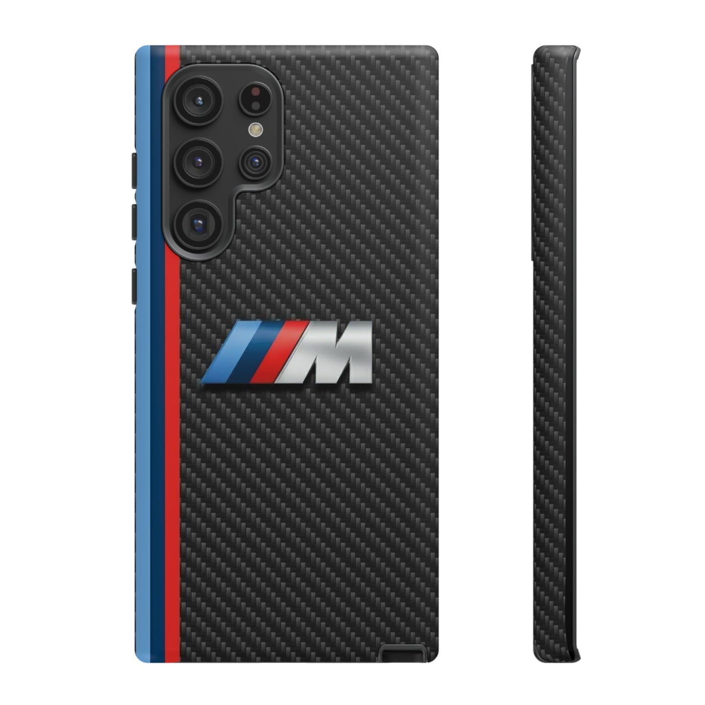 Phone Case - Black Tough Case for iPhones, Galaxy, Pixel, Blue And Red Stripes, BMW M Series