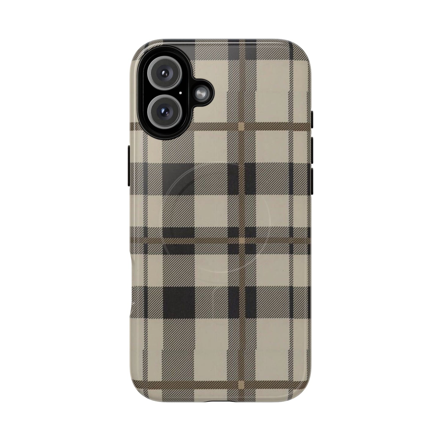 Neutral Plaid Phone Case Tough Magnetic Case | Beige Tartan Gift Idea