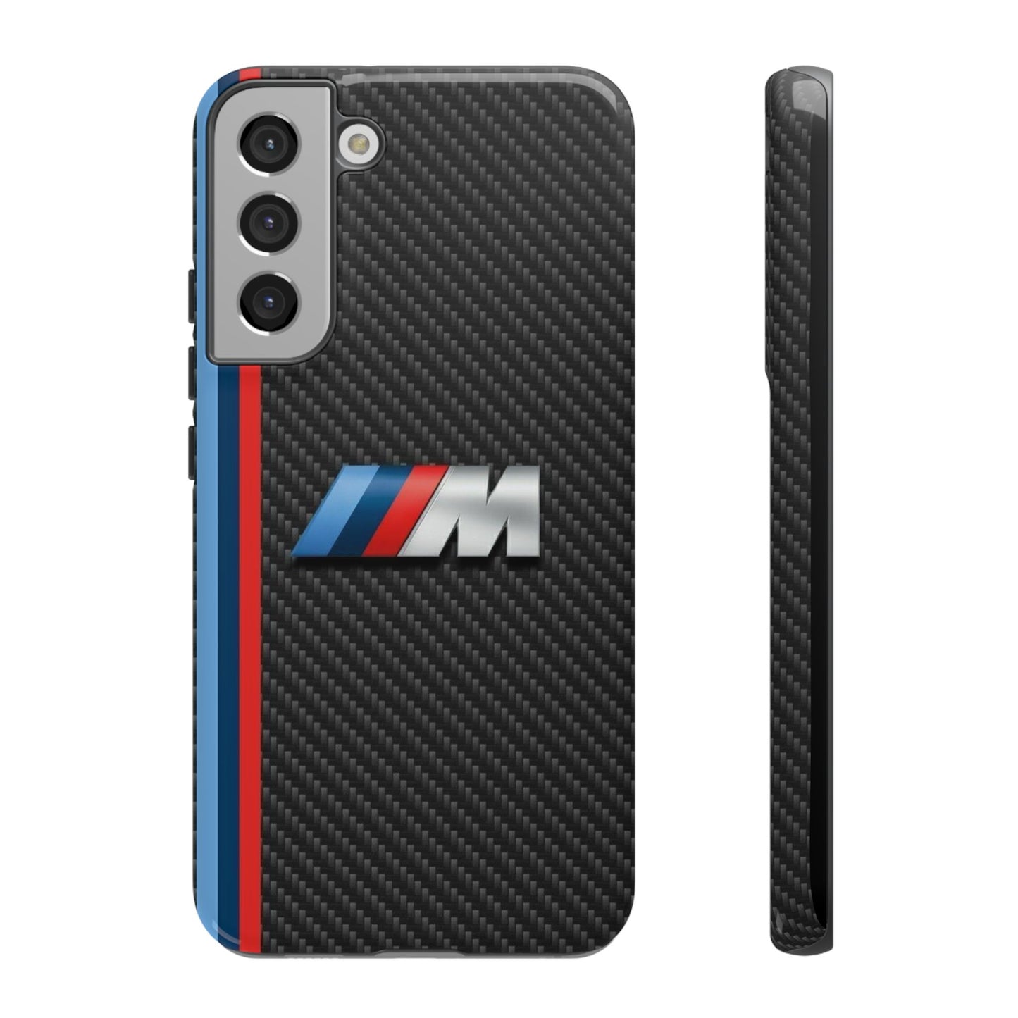 Phone Case - Black Tough Case for iPhones, Galaxy, Pixel, Blue And Red Stripes, BMW M Series