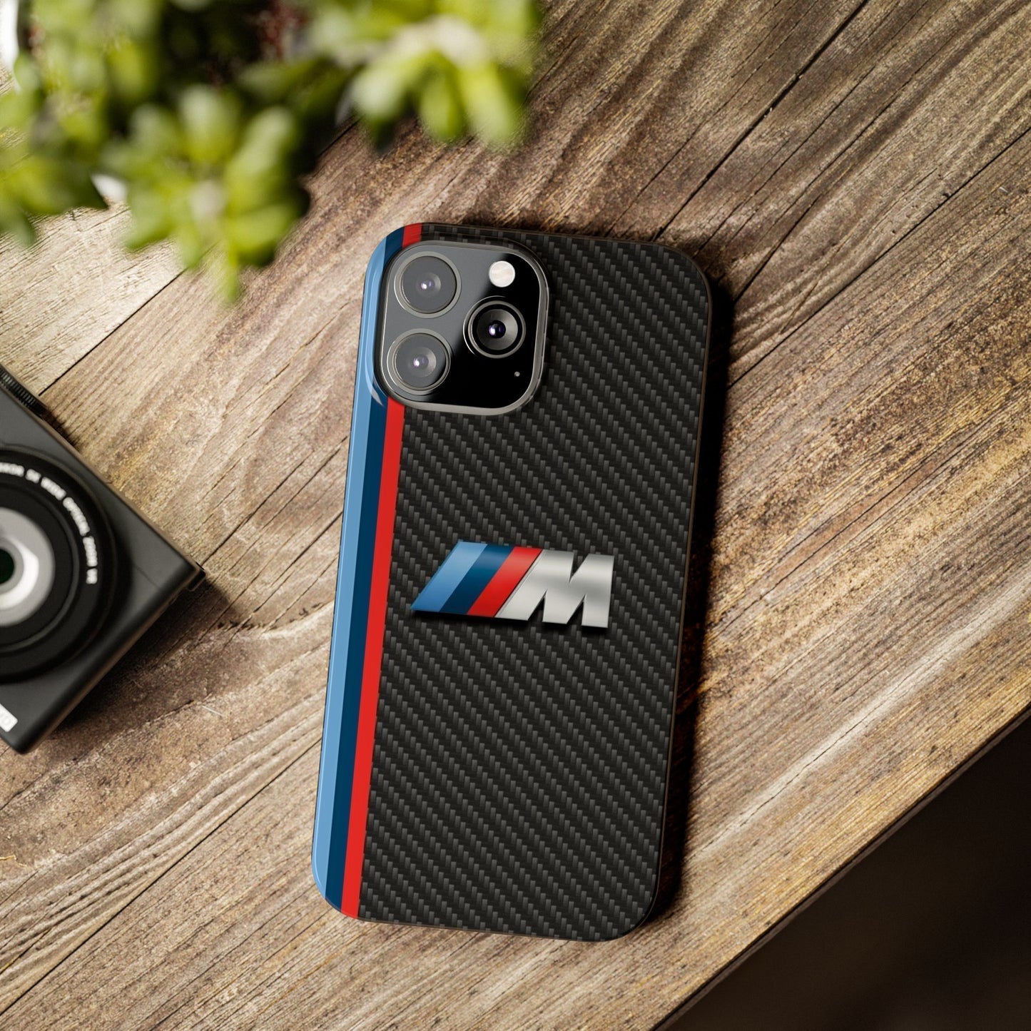 Black iPhone Slim Case, Blue And Red Stripes, BMW M Series