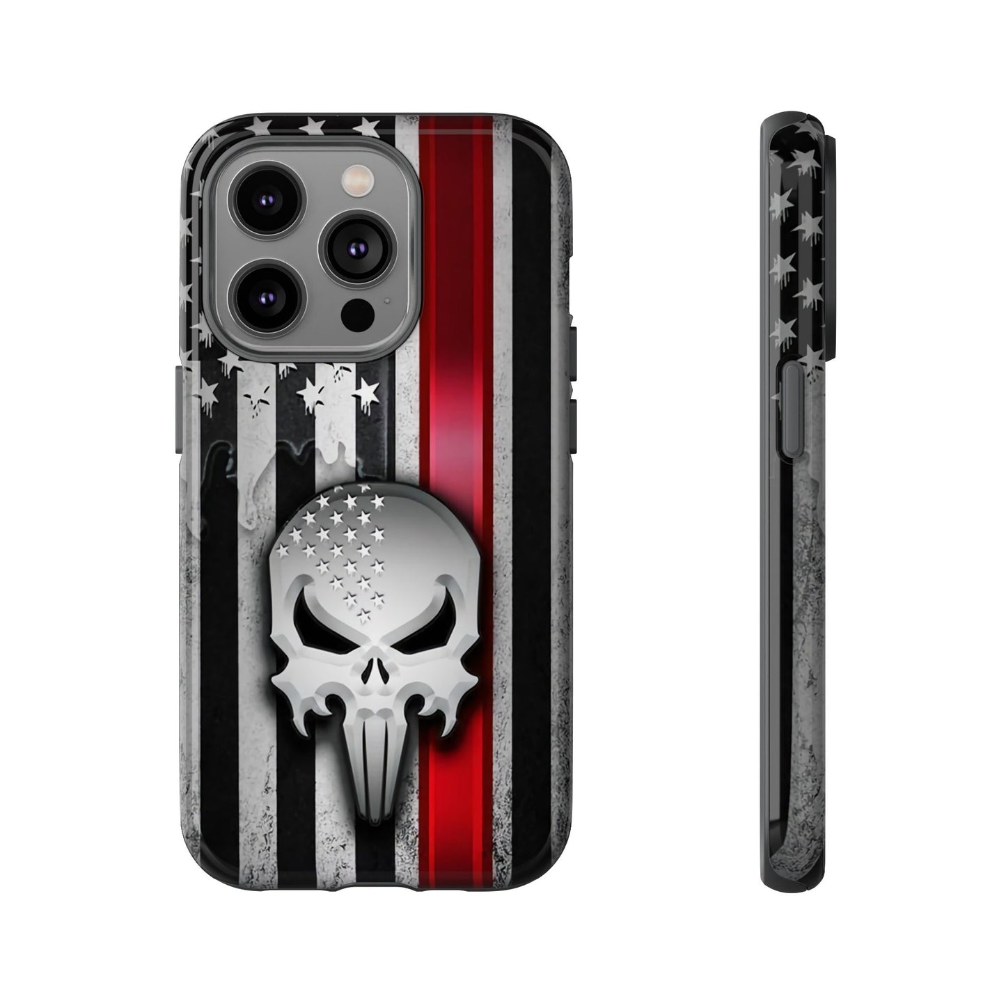 Tough Cases For iPhone, Galaxy and Pixel,  Thin Red Line, Jake Skull Design