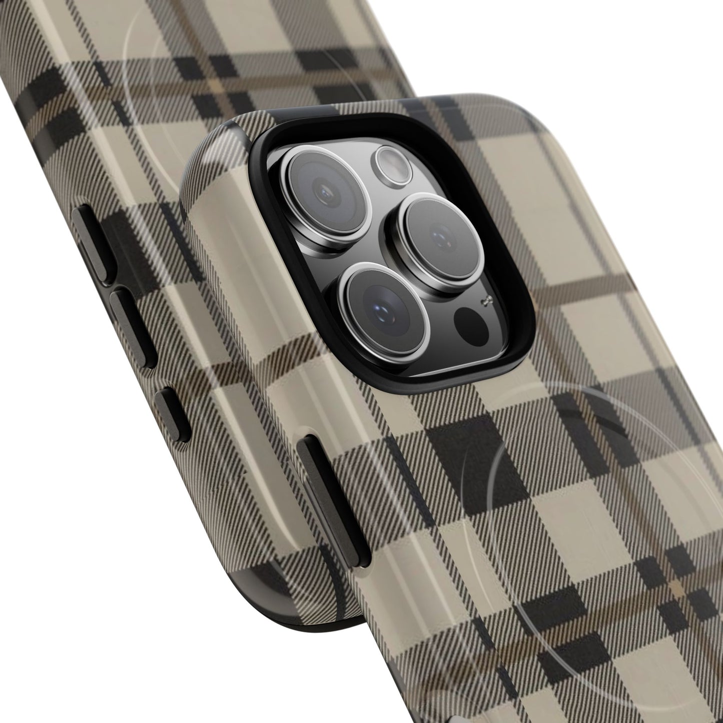 Neutral Plaid Phone Case Tough Magnetic Case | Beige Tartan Gift Idea