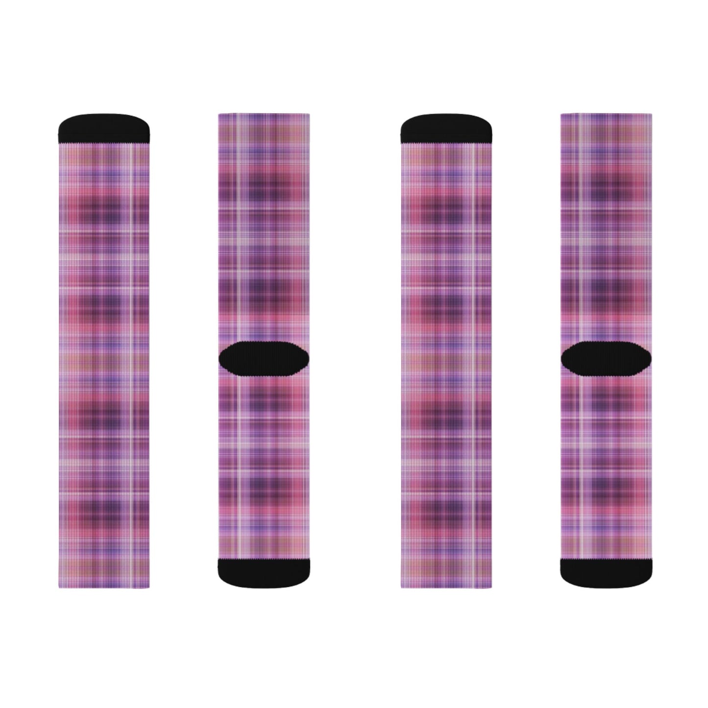 Pink Purple Plaid Socks | Sublimation Socks, Classic Preppy Designs