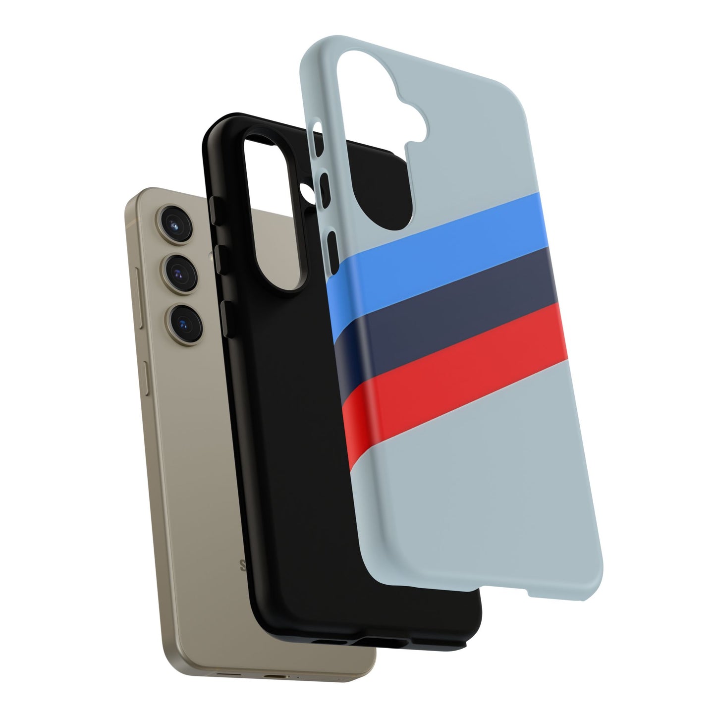 Gray Tough Case For iPhone, Samsung Galaxy and Google Pixel, Blue & Red Stripe