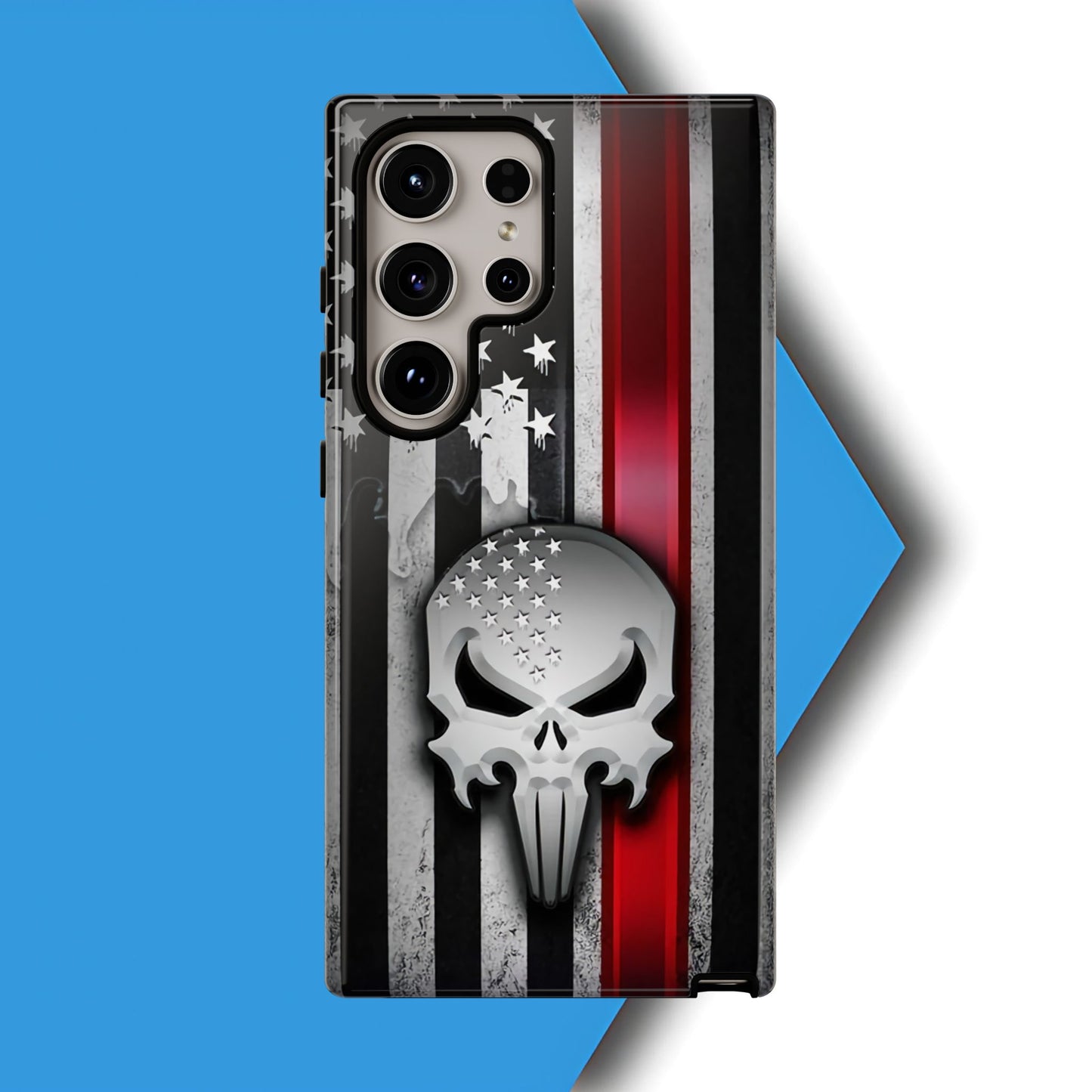 Tough Cases For iPhone, Galaxy and Pixel,  Thin Red Line, Jake Skull Design